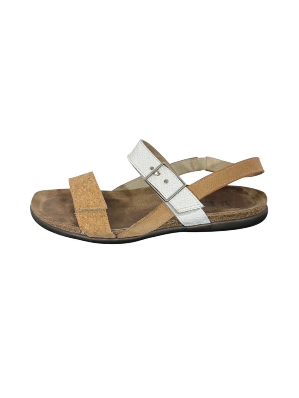 Naot Norah Cork & White Leather Sandals EU 41/ US 10-10.5 Women Comfort Leather